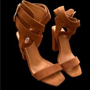 Cape Robbin Tan Strappy Block Heels
